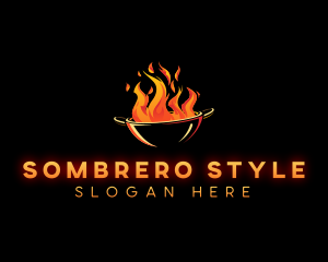 Flaming Wok Cooking logo design