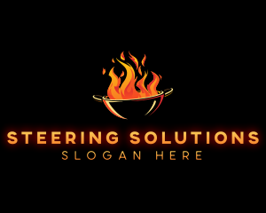 Flaming Wok Cooking logo design