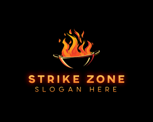 Flaming Wok Cooking logo design