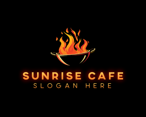 Flaming Wok Cooking logo design