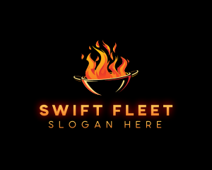 Flaming Wok Cooking logo design