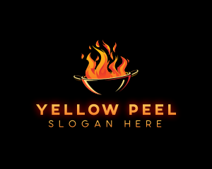 Flaming Wok Cooking logo design