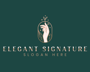 Elegant Floral Hand Nail Art logo design