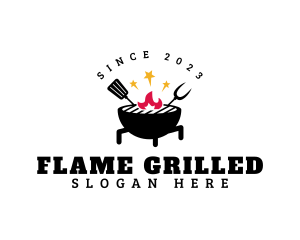 Fire Grill Spatula logo design