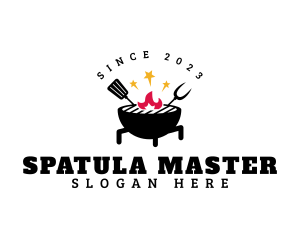 Fire Grill Spatula logo design