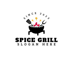 Fire Grill Spatula logo design