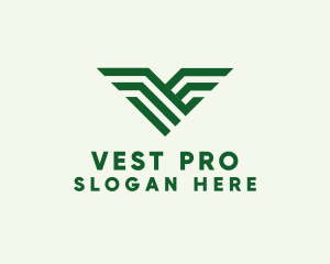 Green Letter V Wings  logo design