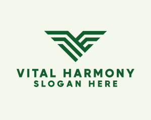 Green Letter V Wings  logo design