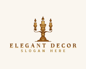 Elegant Candelabra Candle logo design