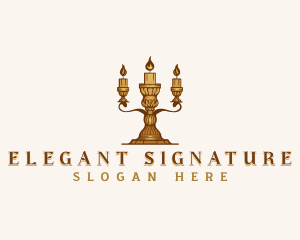 Elegant Candelabra Candle logo design