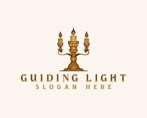 Elegant Candelabra Candle logo design