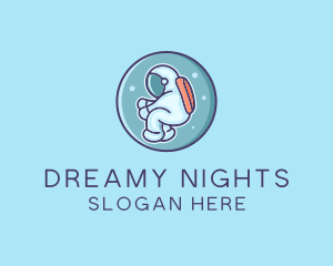 Cute Night Astronaut  logo design