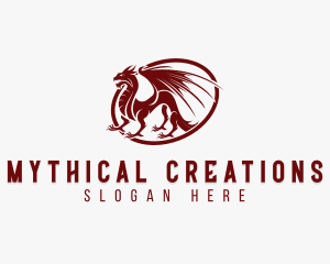 Mythical Dragon Creature logo design