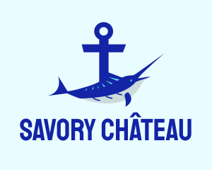 Blue Swordfish Anchor logo design