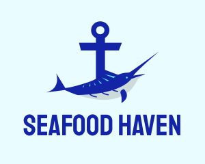 Blue Swordfish Anchor logo design