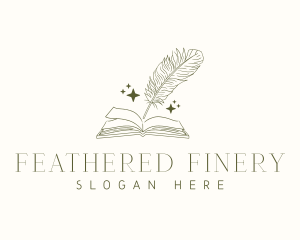 Book Feather Quill logo design