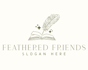 Book Feather Quill logo design