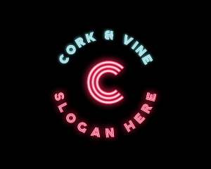 Neon Lights Pub Bar logo design