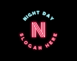 Neon Lights Pub Bar logo design