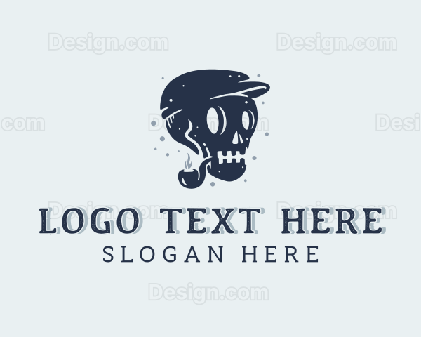 Hipster Smoking Skull Logo