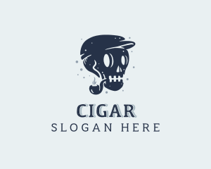 Hipster Smoking Skull logo design