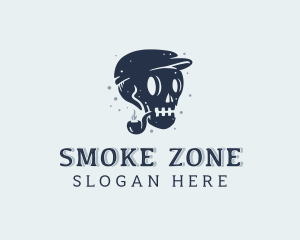 Hipster Smoking Skull logo design