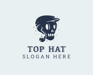 Hipster Smoking Skull logo design