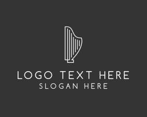 Minimalist Musical Harp logo design