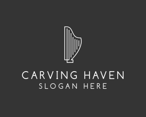 Minimalist Musical Harp logo design