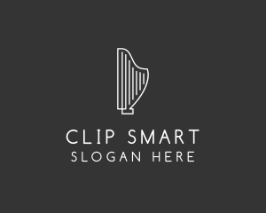 Minimalist Musical Harp logo design