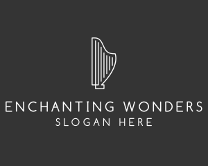 Minimalist Musical Harp logo design