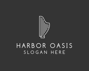 Minimalist Musical Harp logo design