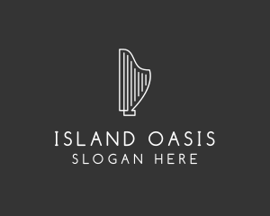 Minimalist Musical Harp logo design