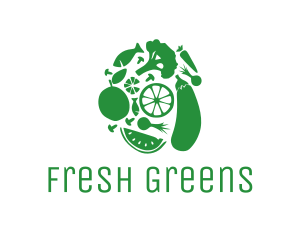 Green Vegetable & Fruit logo design