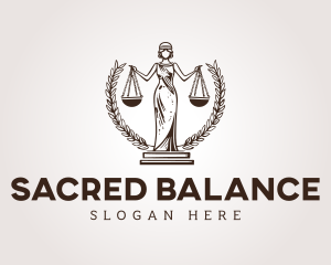 Legal Justice Woman Statue logo design