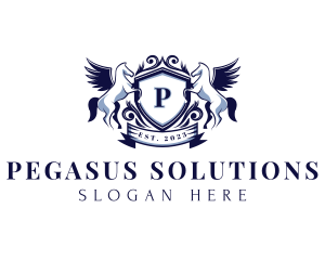 Pegasus Shied Wings logo design