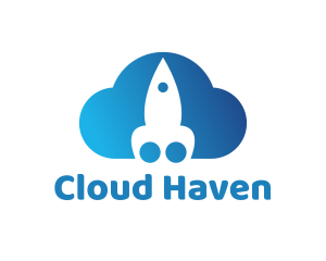 Blue Rocket Cloud logo design