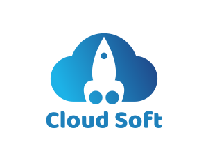 Blue Rocket Cloud logo design