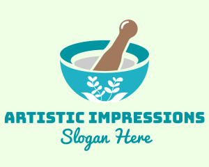 Organic Mortar Pestle logo design