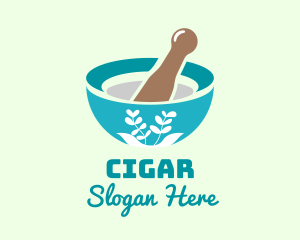 Organic Mortar Pestle logo design