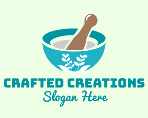 Organic Mortar Pestle logo design