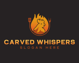 Chicken Roast Flame logo design