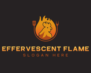 Chicken Roast Flame logo design