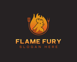 Chicken Roast Flame logo design