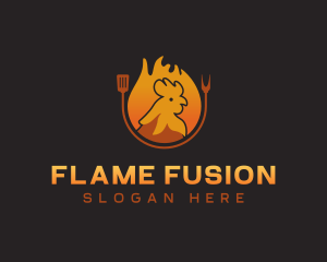 Chicken Roast Flame logo design