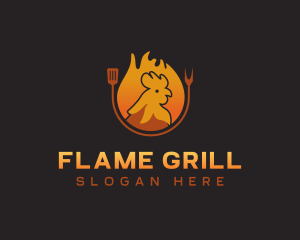 Chicken Roast Flame logo design