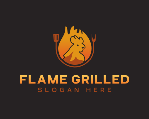 Chicken Roast Flame logo design