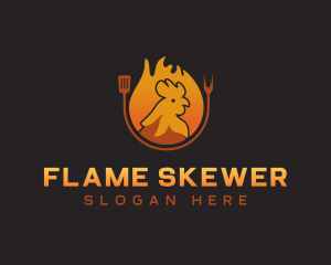 Chicken Roast Flame logo design