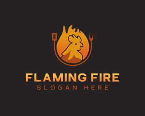 Chicken Roast Flame logo design