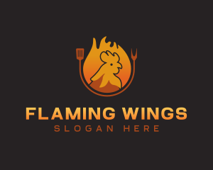 Chicken Roast Flame logo design